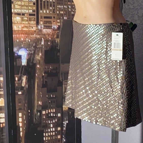 KENNETH COLE NY - NWT - sequin olive mini skirt, zipper - 12 - Picture 5 of 16